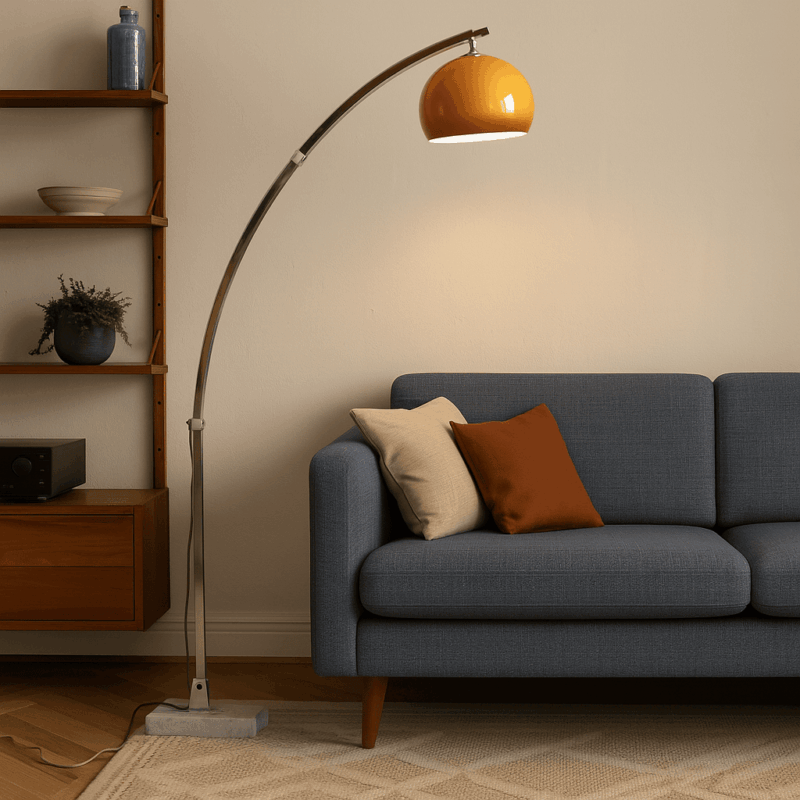 Lampada da Terra Vintage Estensibile Anni '70 in Marmo