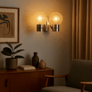 Lampada da Parete Vintage Anni ’60 in Alluminio e Vetro