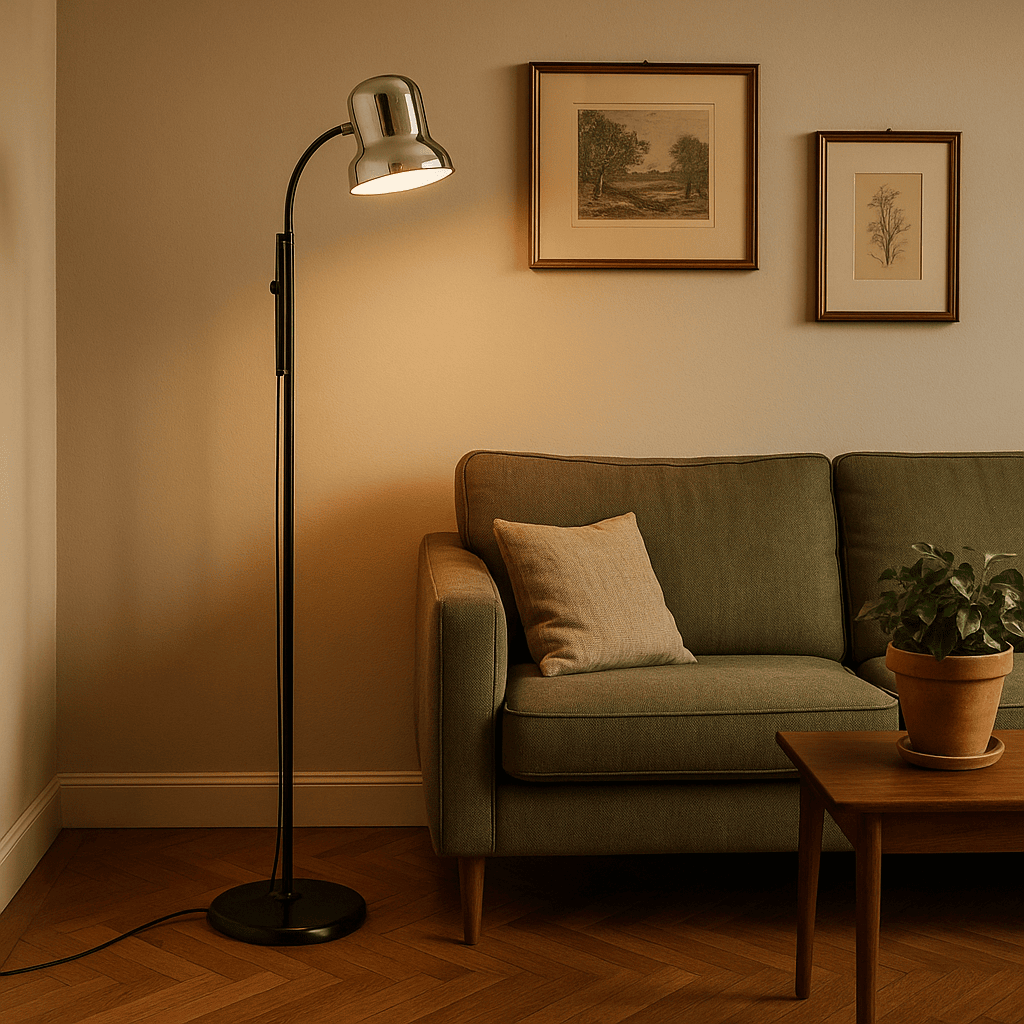 Lampada da Terra Vintage Alluminio Metallo Italia Anni 60-70