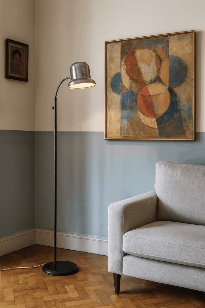 Lampada da Terra Vintage Alluminio Metallo Italia Anni 60-70