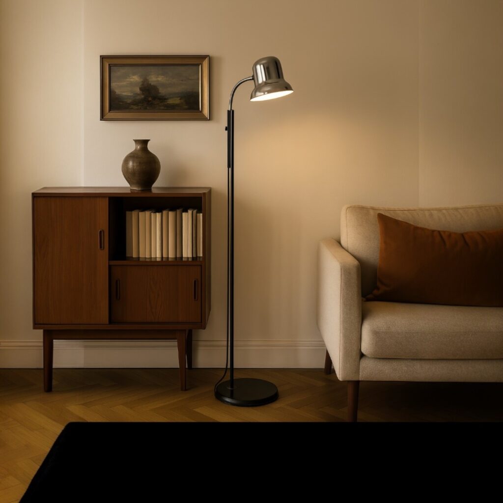 Lampada da Terra Vintage Alluminio Metallo Italia Anni 60-70