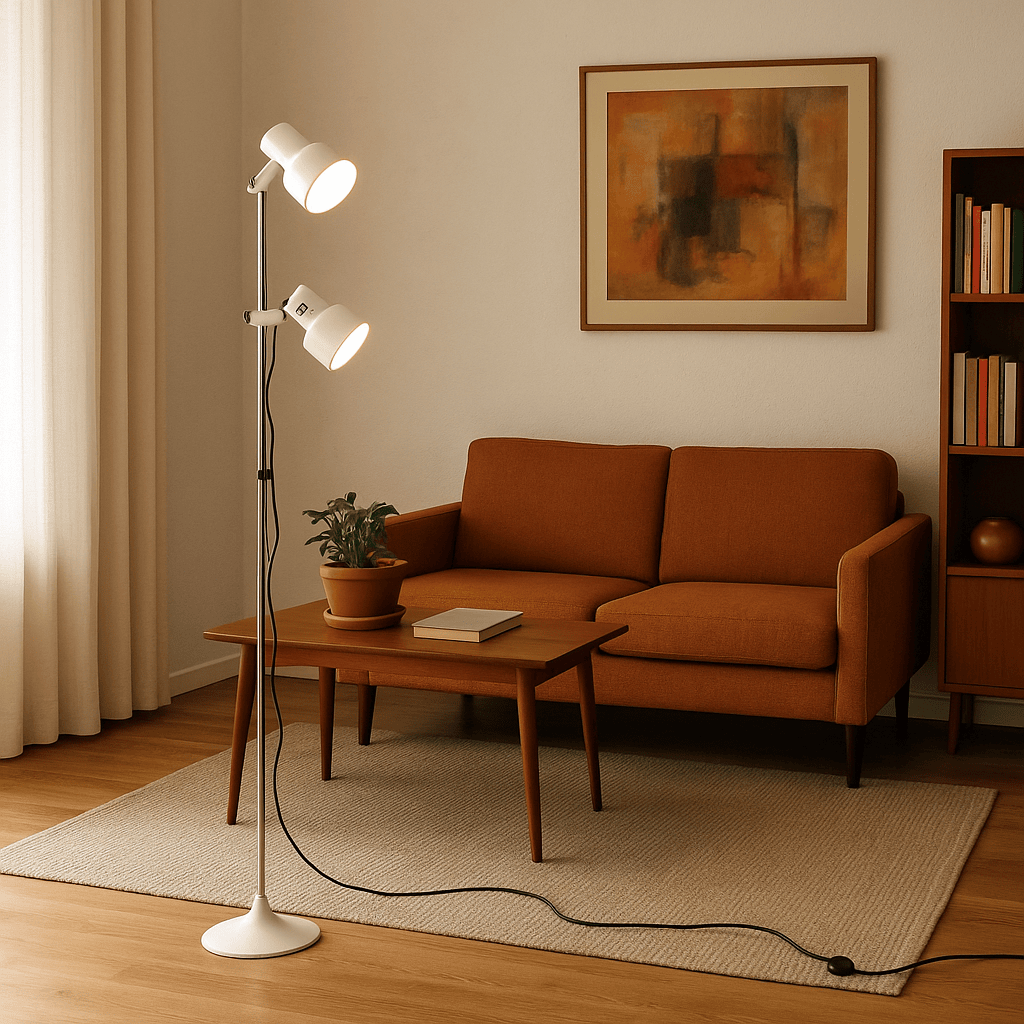 Lampada da Terra Vintage Anni '70 con Luci Regolabili