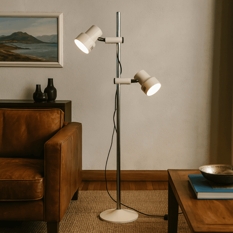Lampada da Terra Vintage Anni '70 con Luci Regolabili