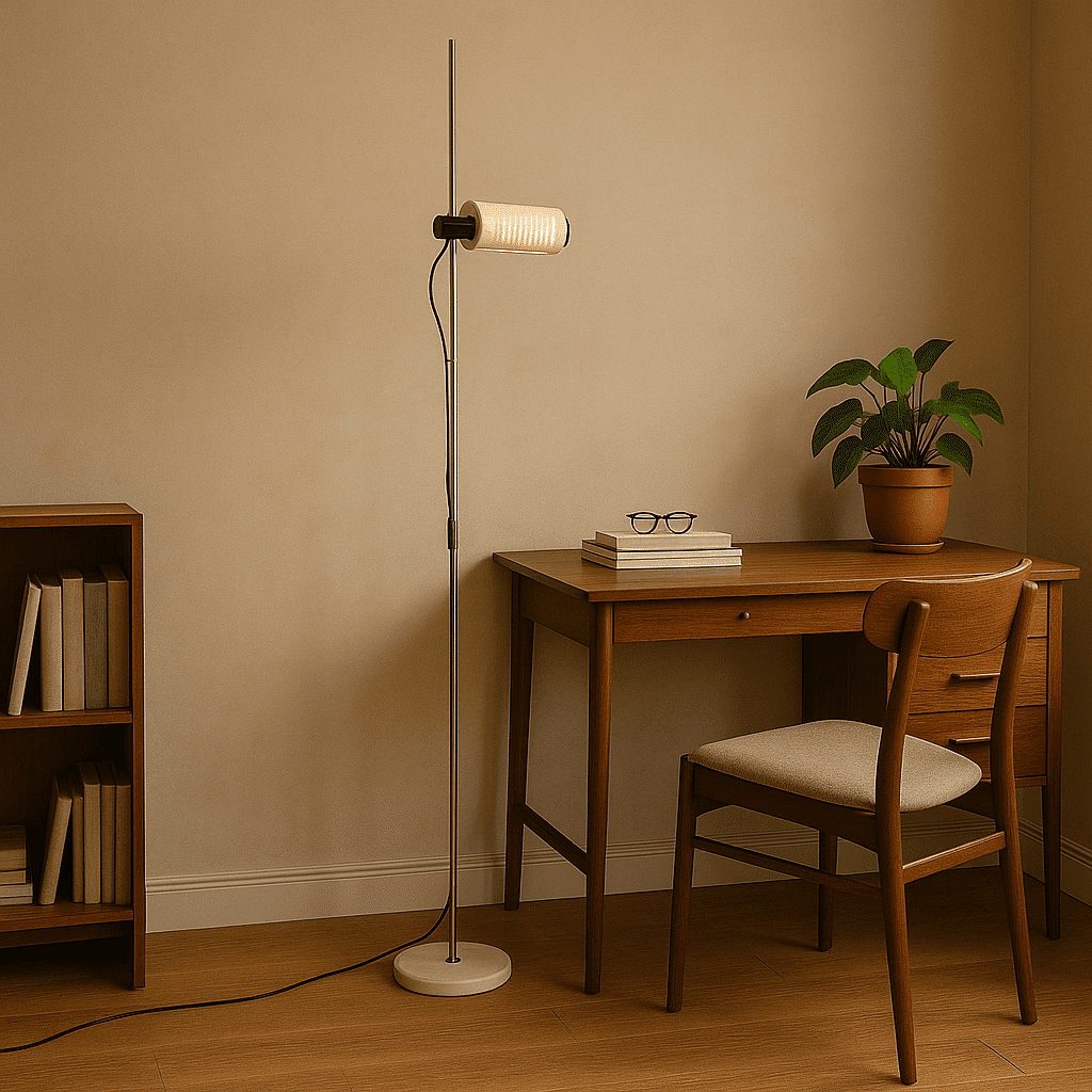 Lampada da terra Joe Colombo per Oluce, design anni '70