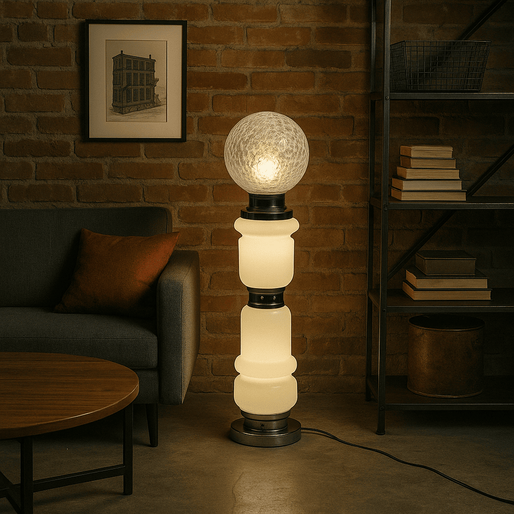 Lampada da terra vintage anni '60 in vetro decorato