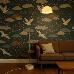 Lampada da terra vintage con base in travertino anni '70