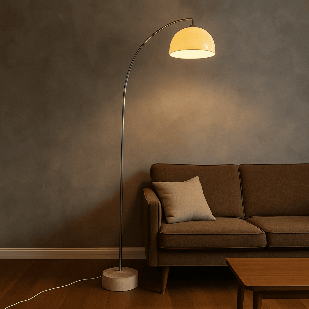 Lampada da terra vintage con base in travertino anni '70