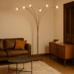 Lampada modernariato in alluminio cromato a 7 luci