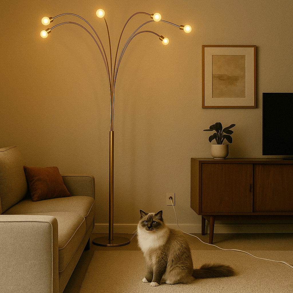 Lampada modernariato in alluminio cromato a 7 luci