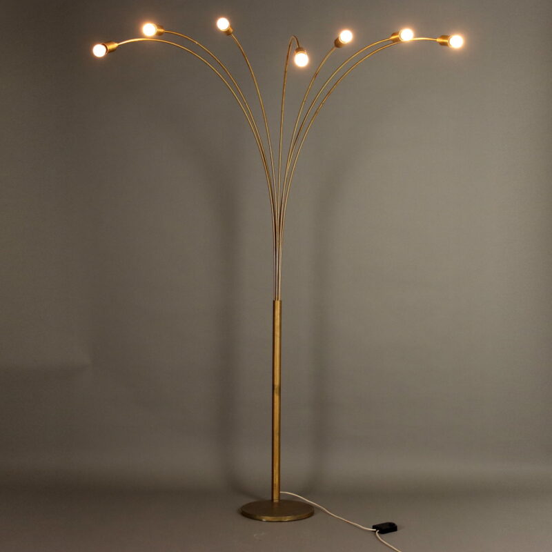 Lampada modernariato in alluminio cromato a 7 luci