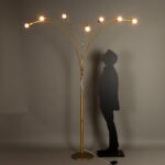 Lampada modernariato in alluminio cromato a 7 luci