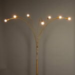 Lampada modernariato in alluminio cromato a 7 luci