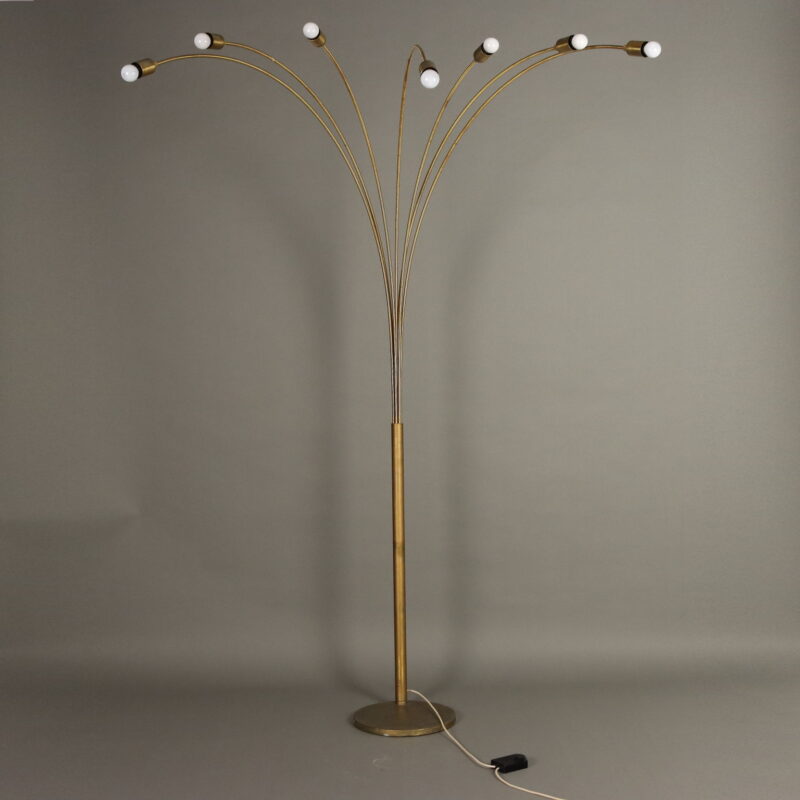 Lampada modernariato in alluminio cromato a 7 luci