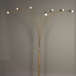 Lampada modernariato in alluminio cromato a 7 luci