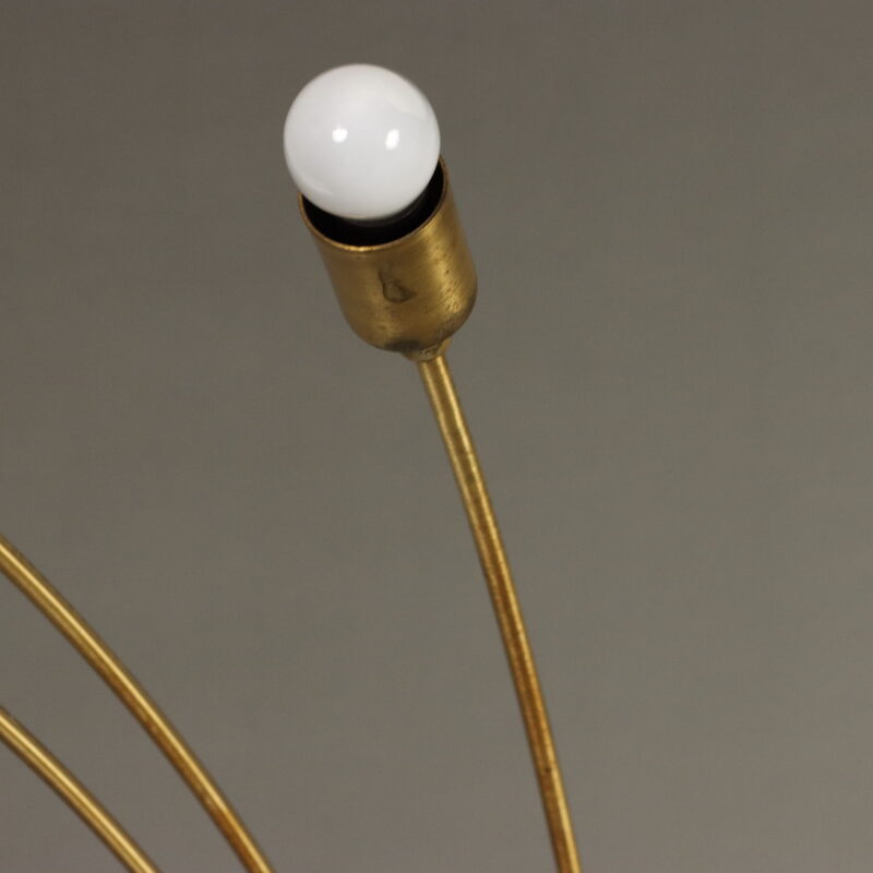 Lampada modernariato in alluminio cromato a 7 luci