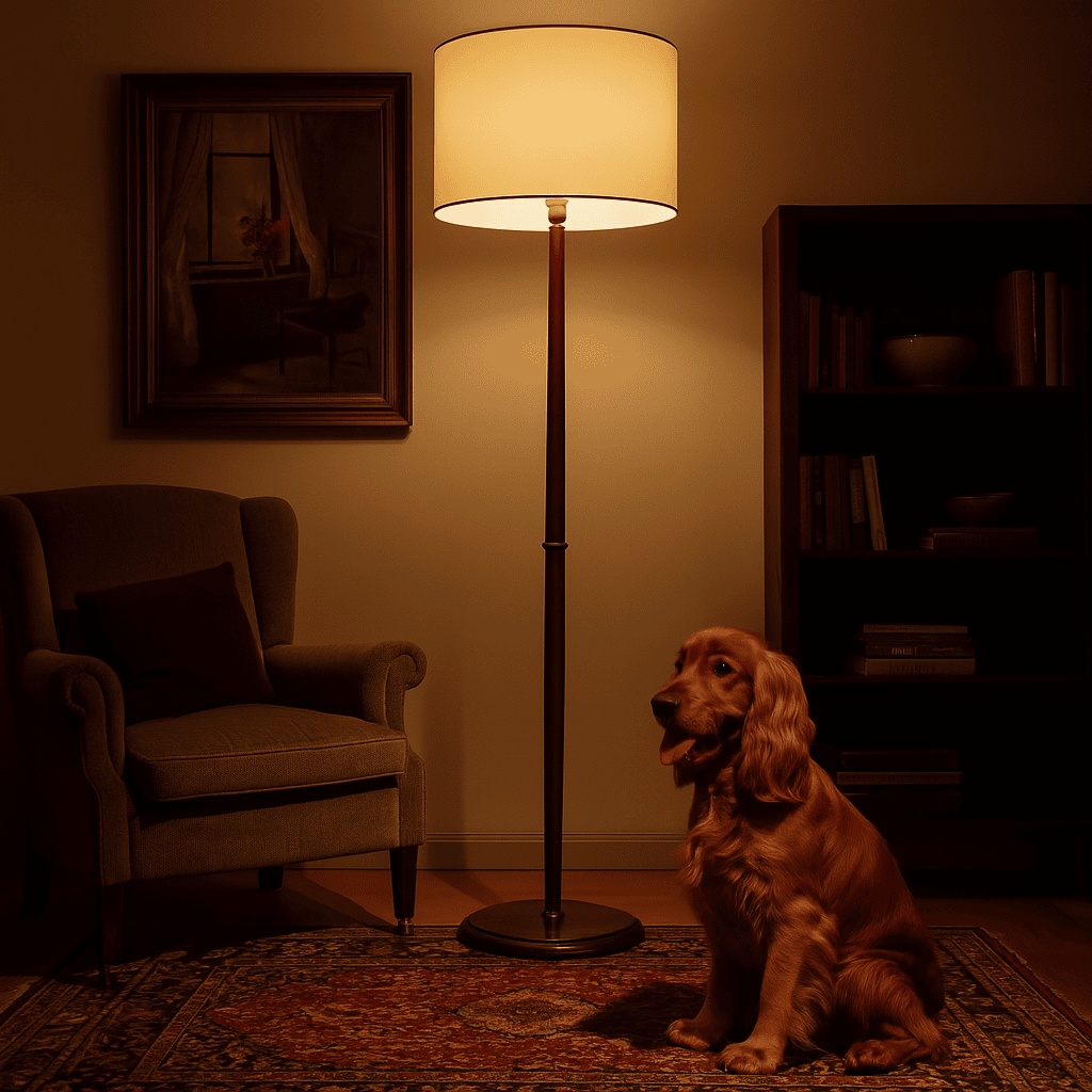 Lampada da Terra Vintage Anni 50-60 in Faggio e Ottone