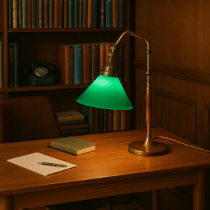 Lampada da Tavolo Vintage Anni '50 in Ottone e Vetro Verde