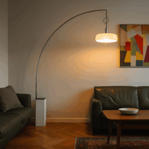 Lampada da Terra Ad Arco Anni ’70 in Cemento e Metallo