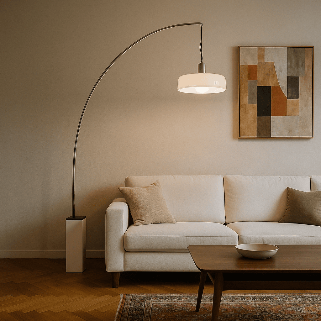 Lampada da Terra Ad Arco Anni ’70 in Cemento e Metallo