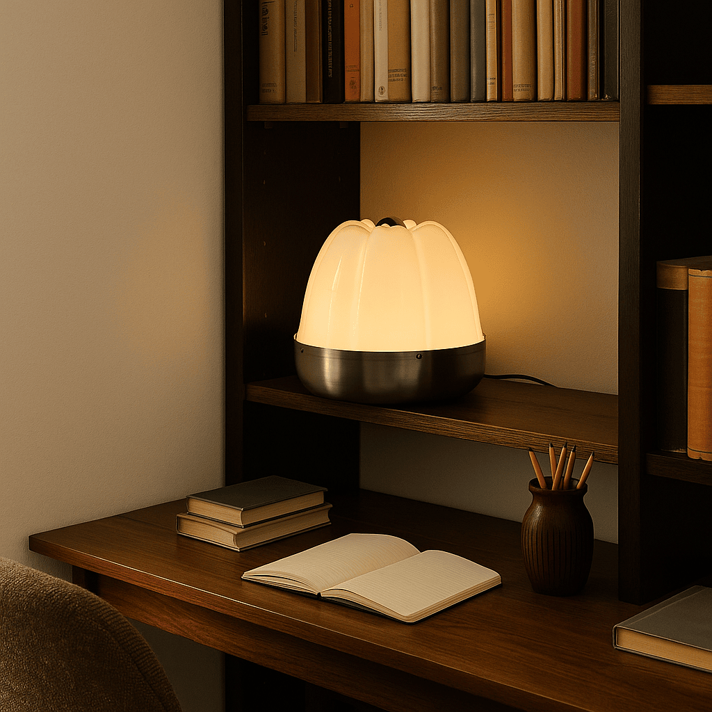 Lampada da Tavolo Anni 70 in metacrilato e alluminio cromato