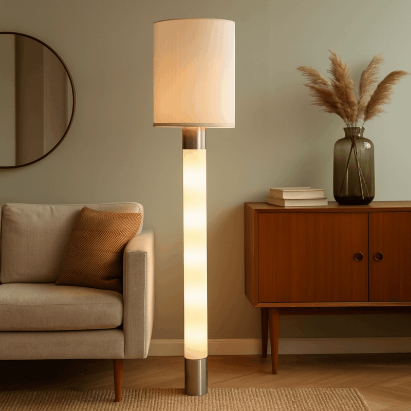 Lampada da Terra Vintage Anni '60 con Paralume