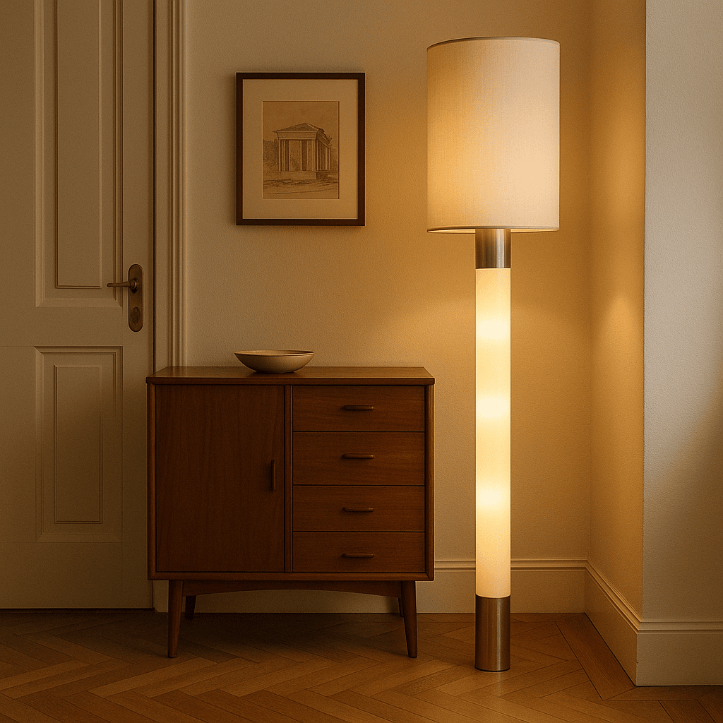 Lampada da Terra Vintage Anni '60 con Paralume