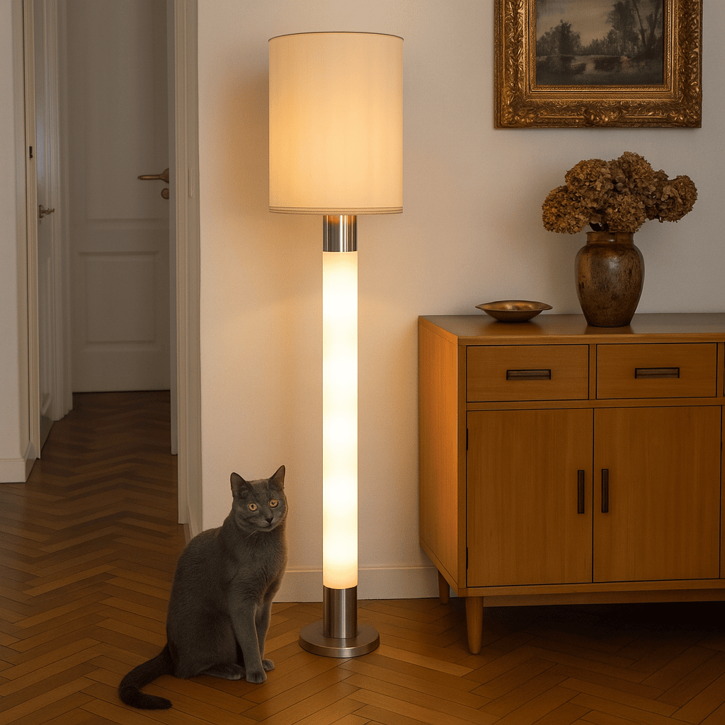 Lampada da Terra Vintage Anni '60 con Paralume