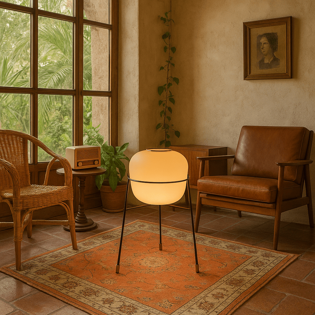 Lampada da terra Stilnovo originale anni '60 in vetro opalino