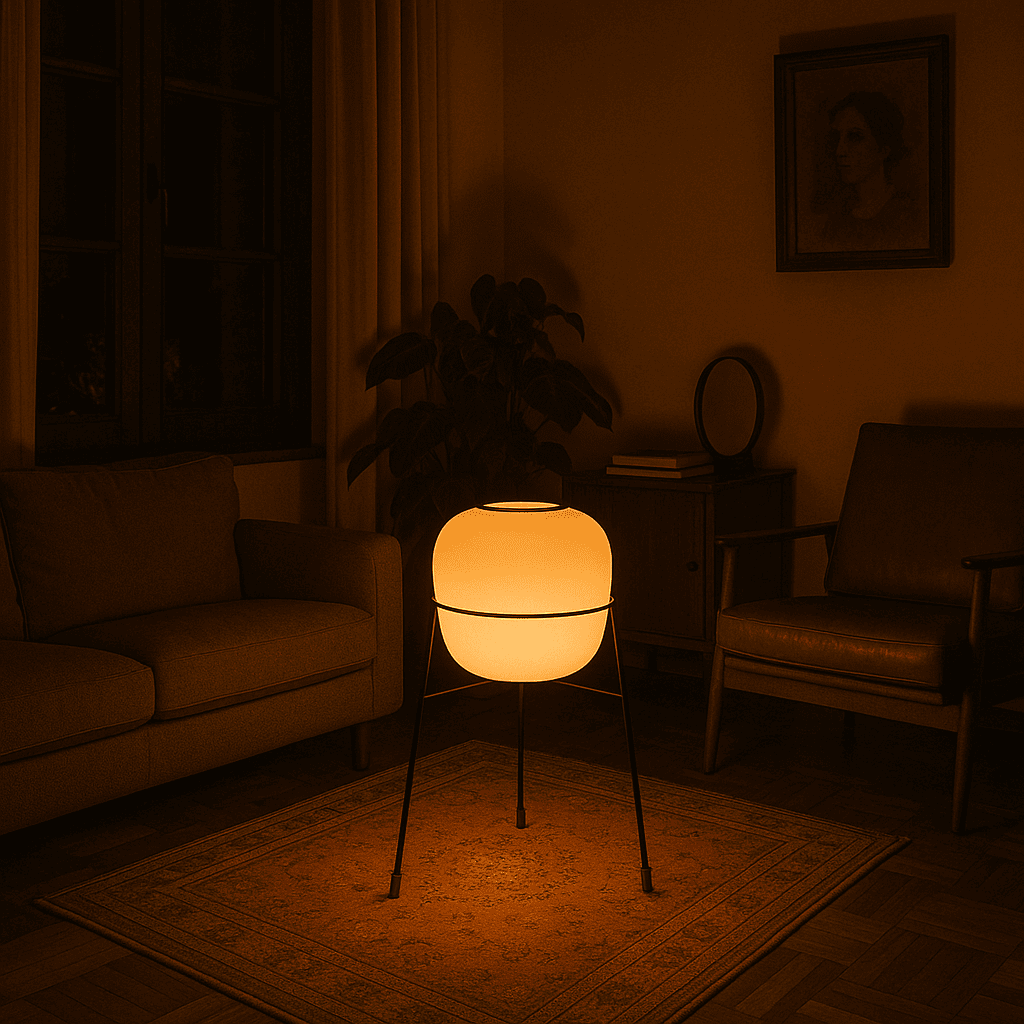 Lampada da terra Stilnovo originale anni '60 in vetro opalino