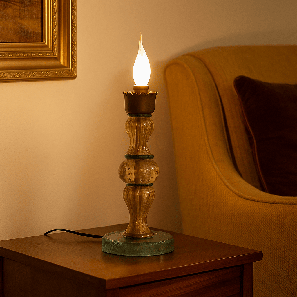 Lampada da tavolo Anni '50 in vetro soffiato e ottone