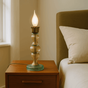 Lampada da tavolo Anni '50 in vetro soffiato e ottone