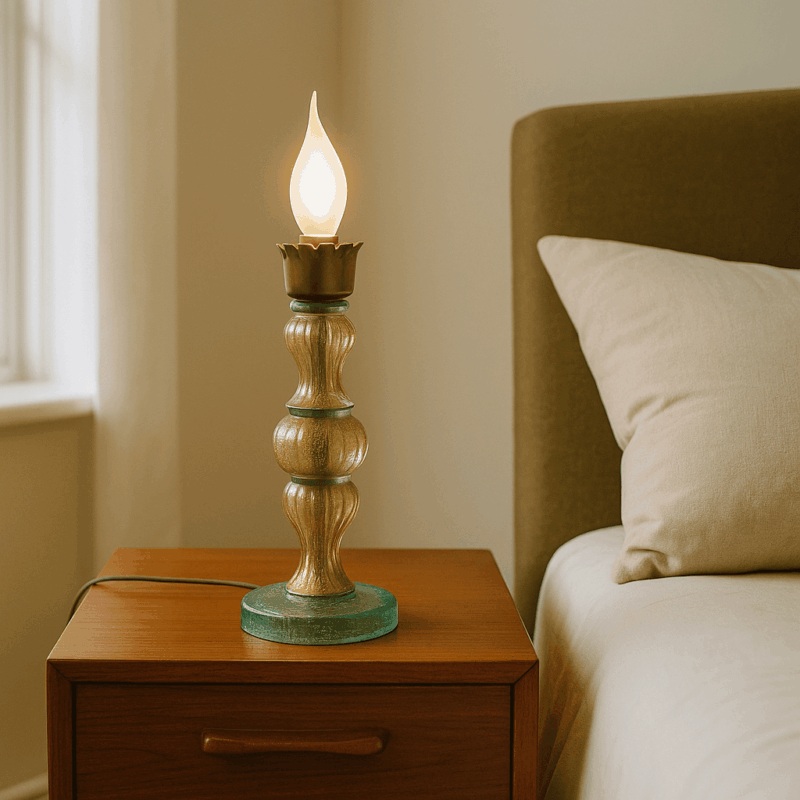 Lampada da tavolo Anni '50 in vetro soffiato e ottone