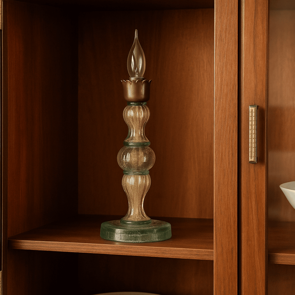 Lampada da tavolo Anni '50 in vetro soffiato e ottone
