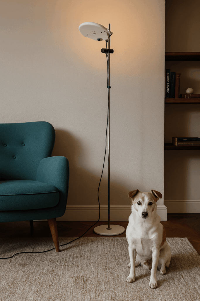 Piantana design anni ’70 con luce riflessa orientabile