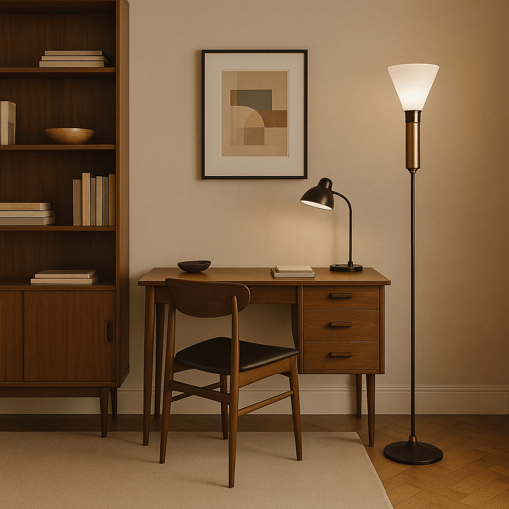 Piantana Vintage in Ottone e Vetro Opalino Stilnovo