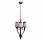 Lampada a sospensione anni '40 in ottone e vetro