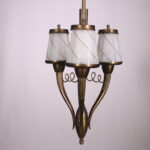 Lampada a sospensione anni '40 in ottone e vetro