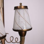 Lampada a sospensione anni '40 in ottone e vetro