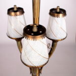 Lampada a sospensione anni '40 in ottone e vetro