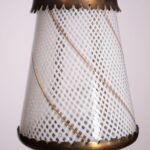 Lampada a sospensione anni '40 in ottone e vetro