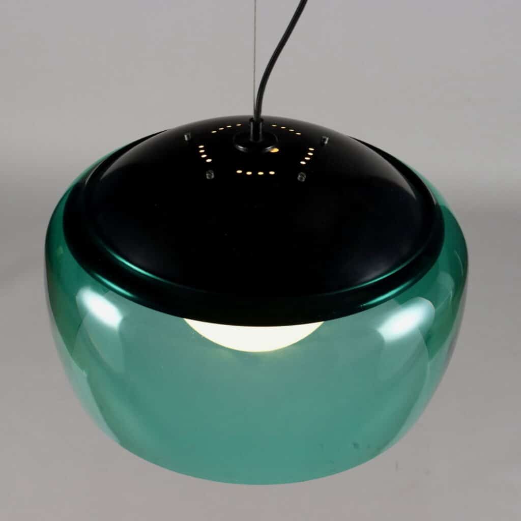 Lampada a sospensione in vetro verde anni '60