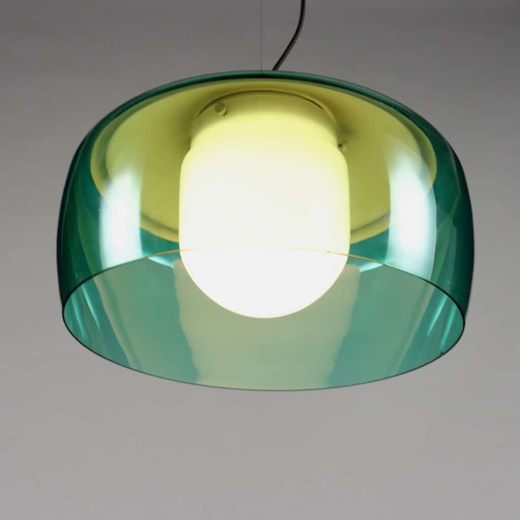 Lampada a sospensione in vetro verde anni '60