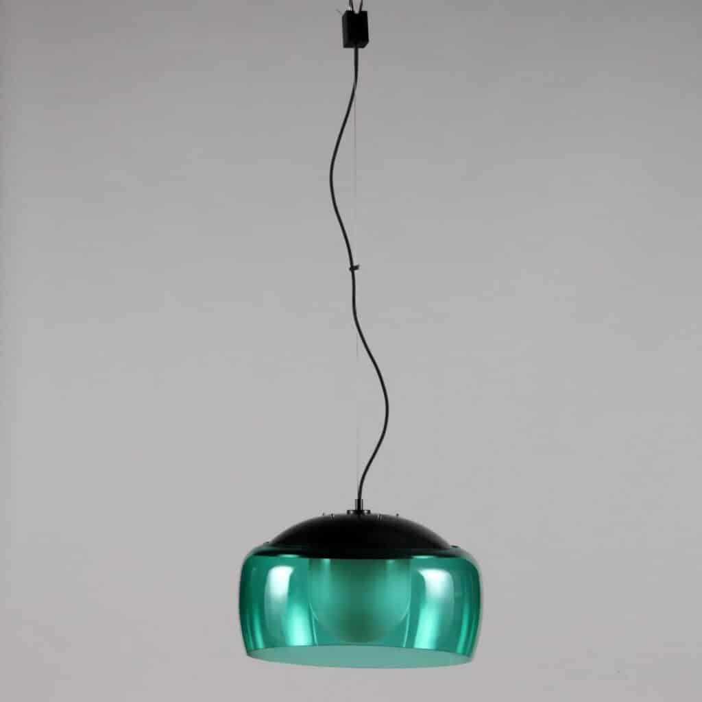 Lampada a sospensione in vetro verde anni '60