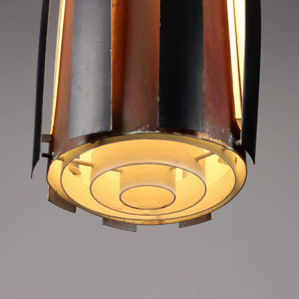 Lampada a sospensione anni '60 in rame brunito