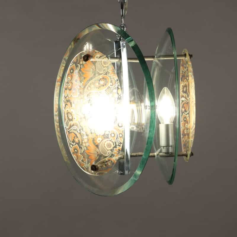 Lampada a sospensione anni ’60-’70 in vetro decorato