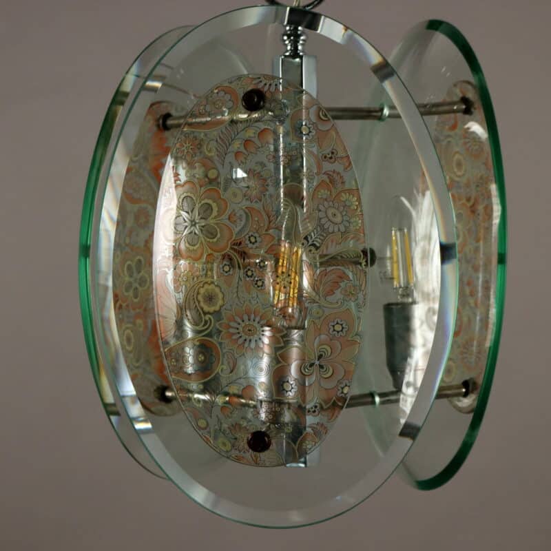 Lampada a sospensione anni ’60-’70 in vetro decorato