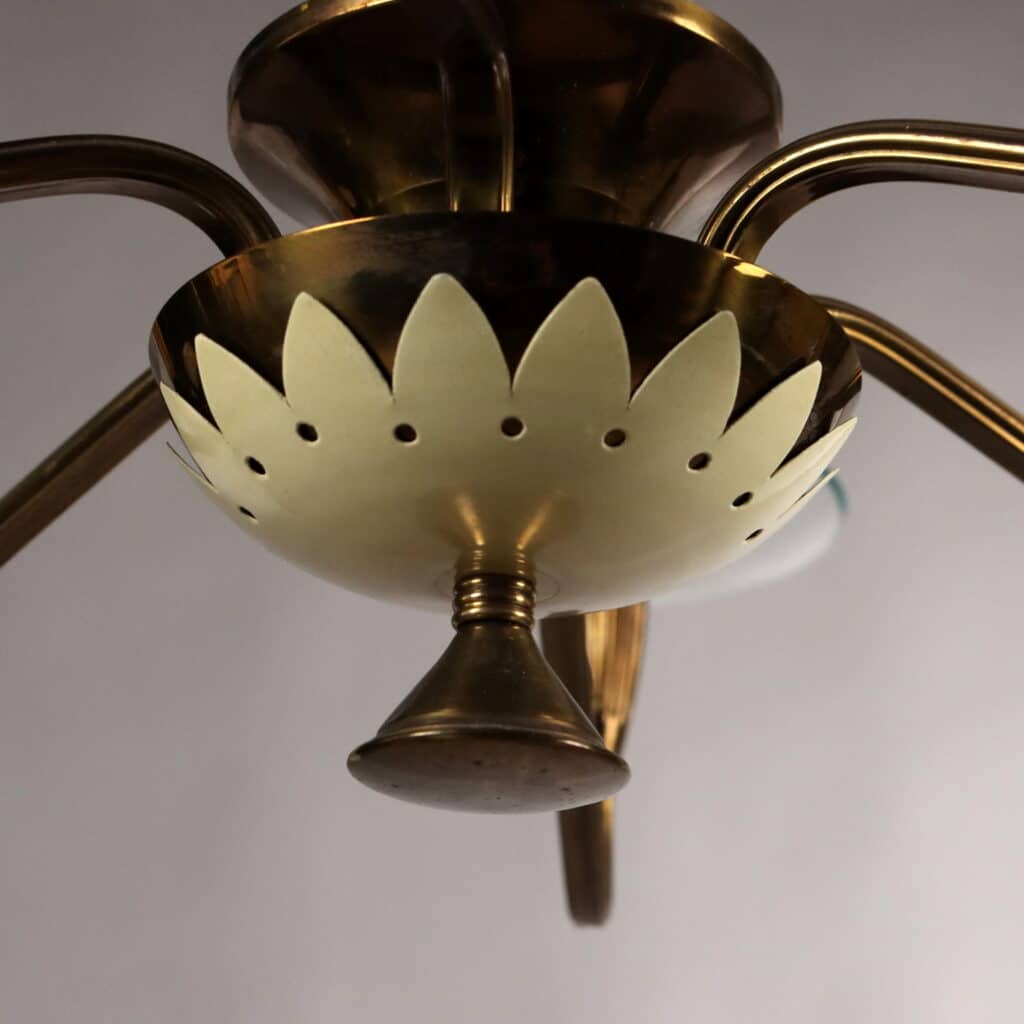 Elegante Lampada a Soffitto Anni ’50-’60 con Bracci in Ottone