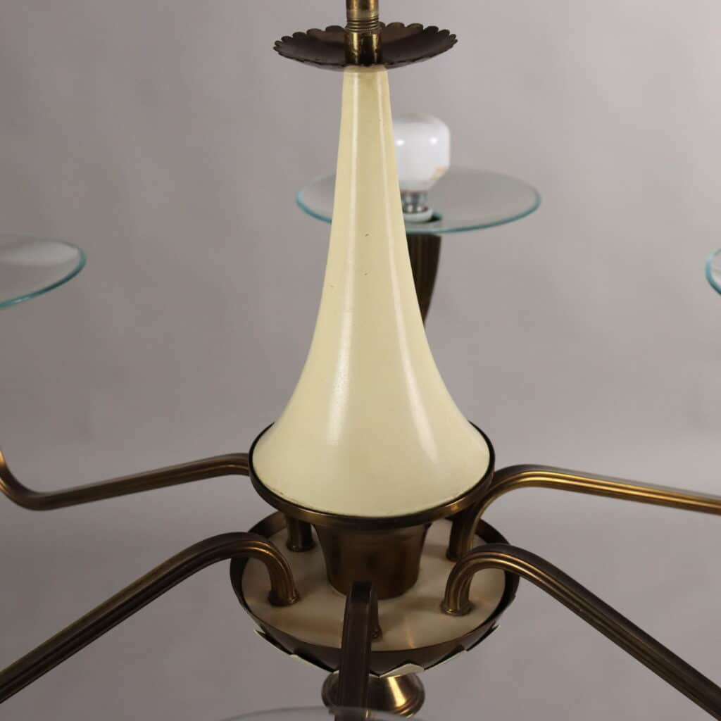Elegante Lampada a Soffitto Anni ’50-’60 con Bracci in Ottone
