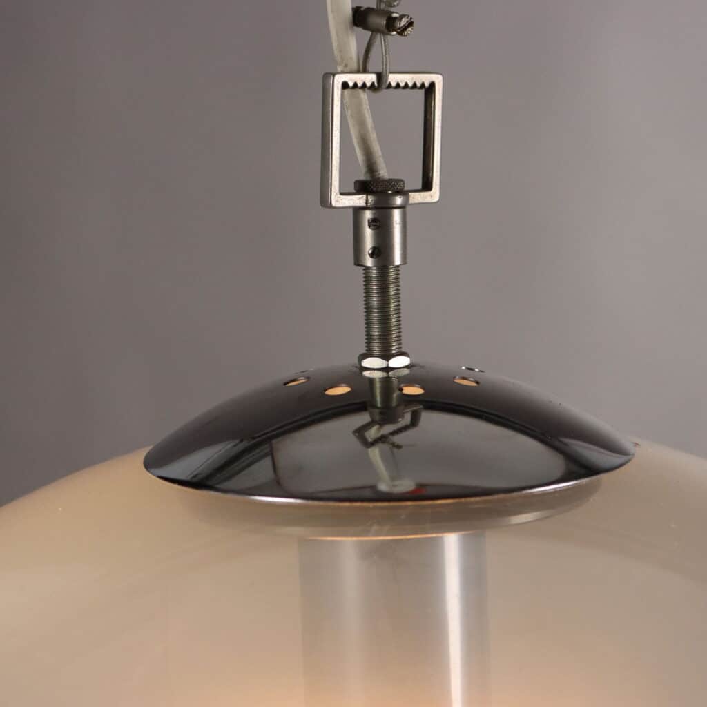 Lampada a Sfera Anni ’70 con Finitura Cromata e Vetro