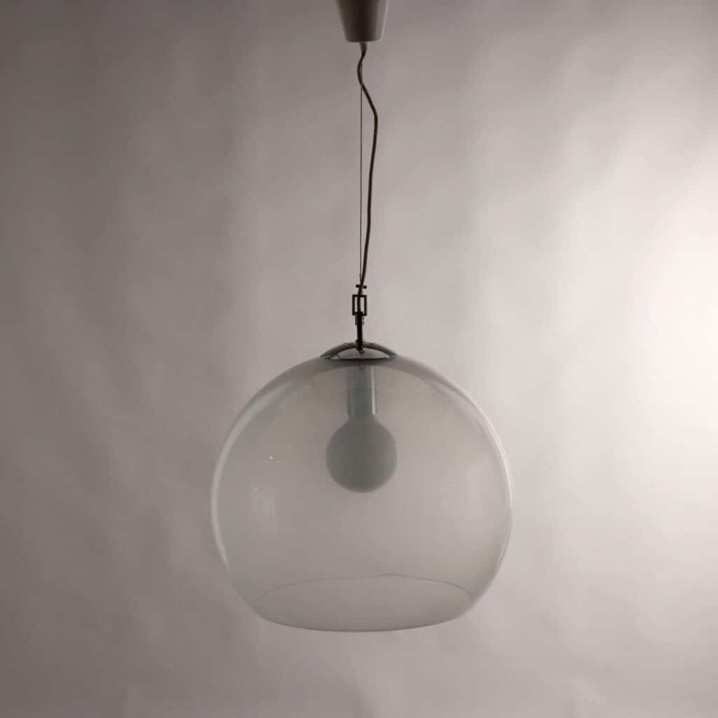Lampada a Sfera Anni ’70 con Finitura Cromata e Vetro